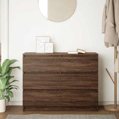 Dressoir 100x35x76 cm bewerkt hout bruin eikenkleur