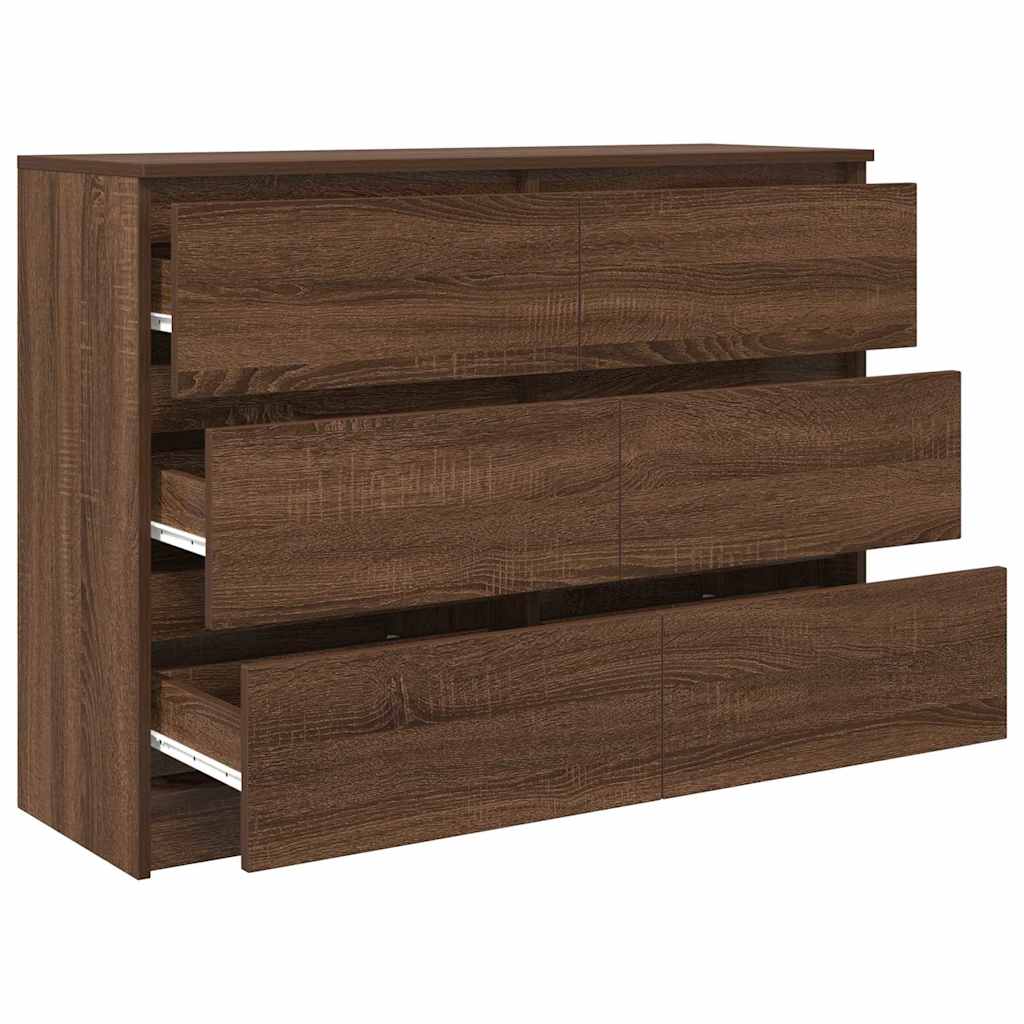 Dressoir 100x35x76 cm bewerkt hout bruin eikenkleur
