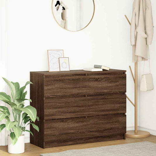 Dressoir 100x35x76 cm bewerkt hout bruin eikenkleur