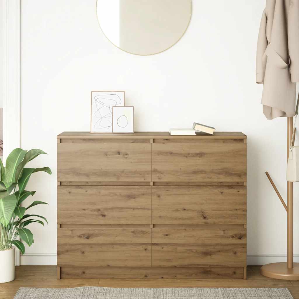 Dressoir 100x35x76 cm spaanplaat ambachtelijk eikenkleurig