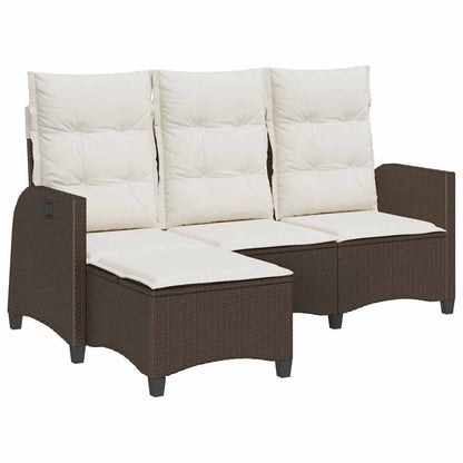 Verstelbare tuinbank met kussens L-vormig poly rattan bruin