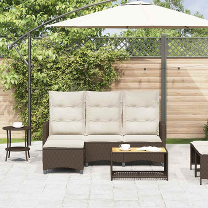 Verstelbare tuinbank met kussens L-vormig poly rattan bruin