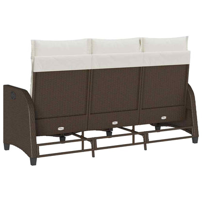 Verstelbare tuinbank met kussens L-vormig poly rattan bruin