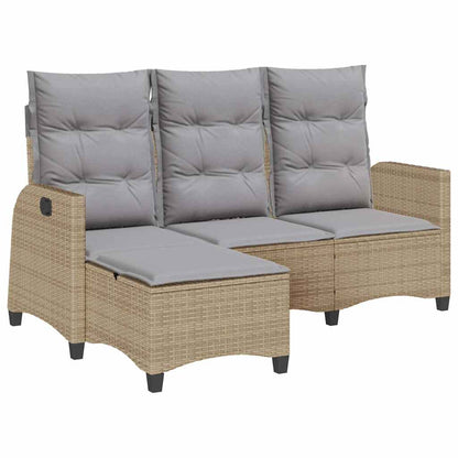 Verstelbare tuinbank met kussens L-vormig beige poly rattan
