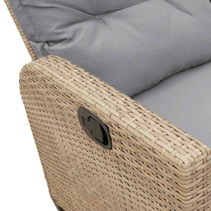Verstelbare tuinbank met kussens L-vormig beige poly rattan