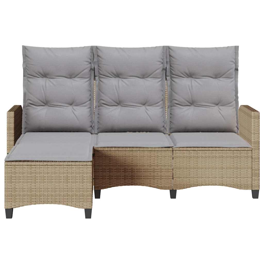 Verstelbare tuinbank met kussens L-vormig beige poly rattan