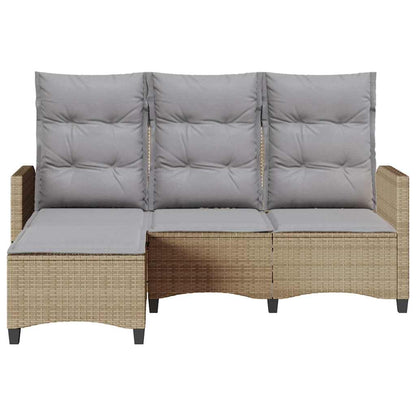Verstelbare tuinbank met kussens L-vormig beige poly rattan
