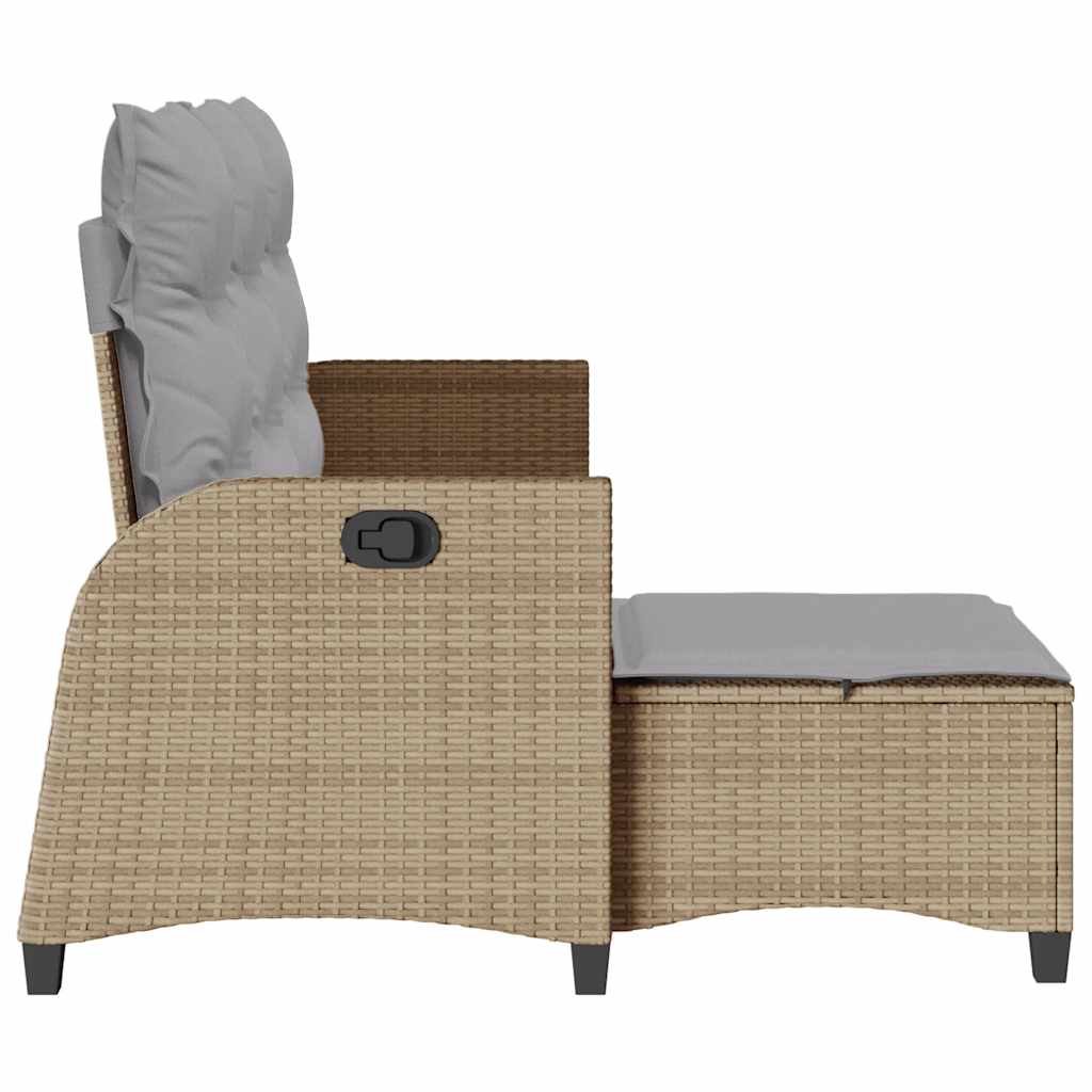 Verstelbare tuinbank met kussens L-vormig beige poly rattan