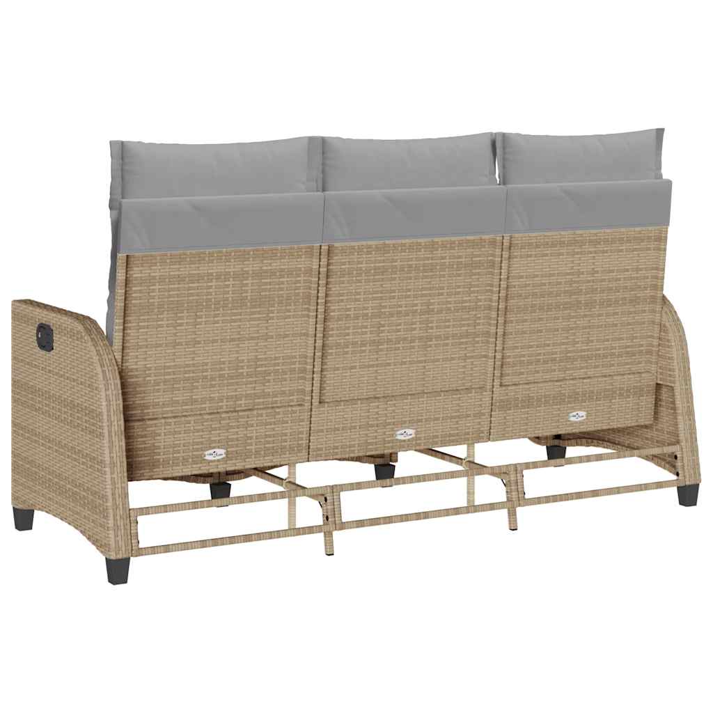 Verstelbare tuinbank met kussens L-vormig beige poly rattan