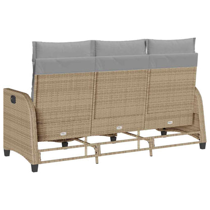 Verstelbare tuinbank met kussens L-vormig beige poly rattan