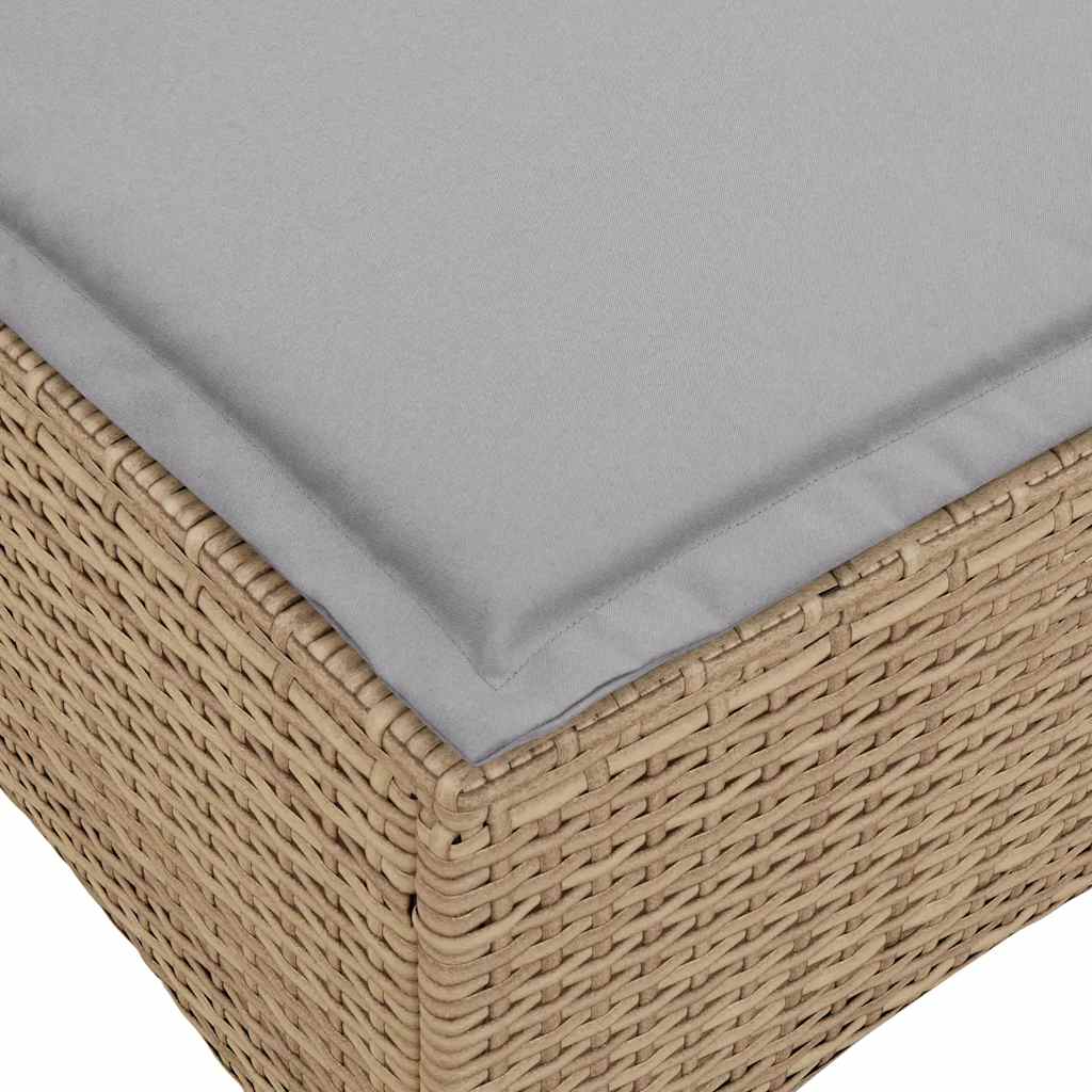 Verstelbare tuinbank met kussens L-vormig beige poly rattan