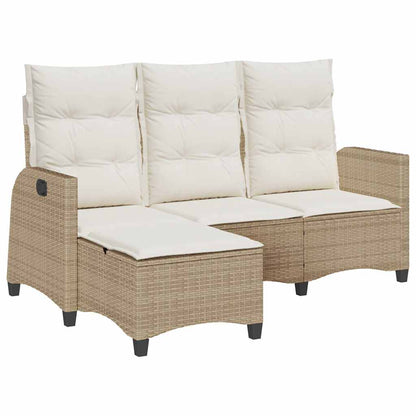 Verstelbare tuinbank met kussens L-vormig beige poly rattan