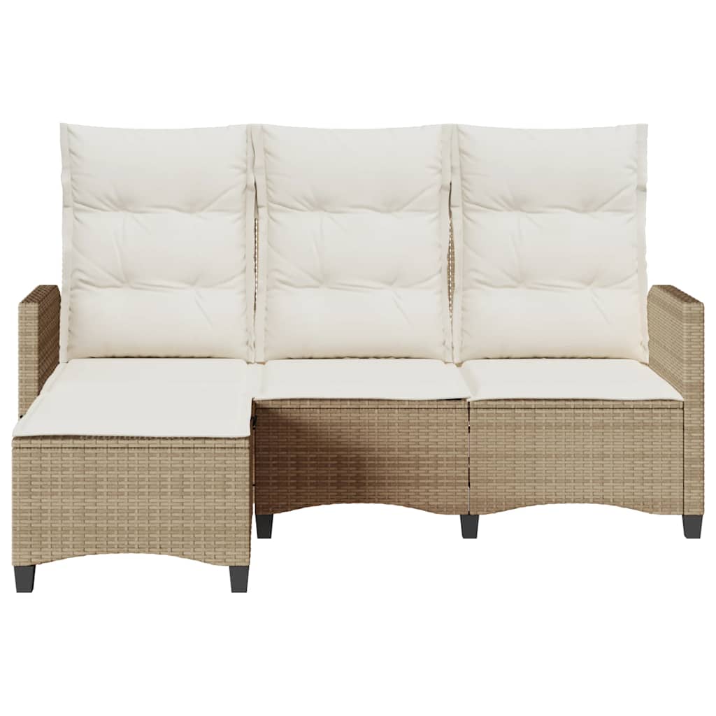 Verstelbare tuinbank met kussens L-vormig beige poly rattan