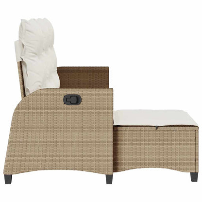 Verstelbare tuinbank met kussens L-vormig beige poly rattan
