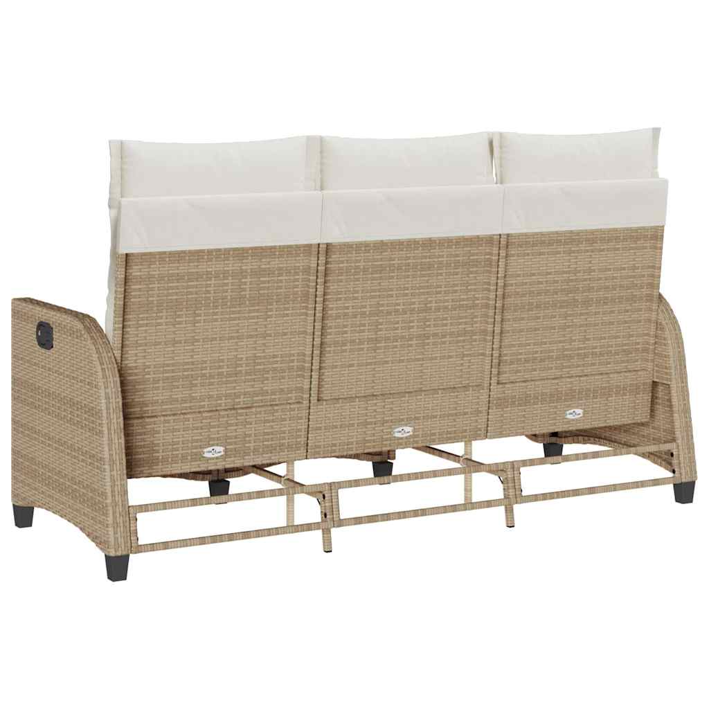 Verstelbare tuinbank met kussens L-vormig beige poly rattan