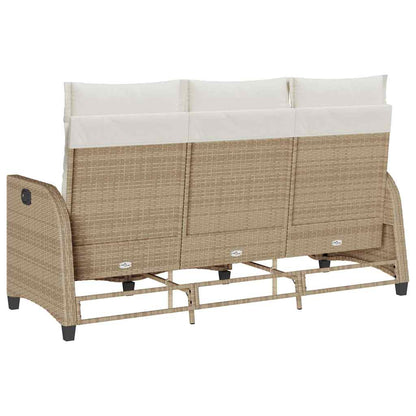 Verstelbare tuinbank met kussens L-vormig beige poly rattan