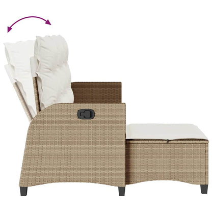 Verstelbare tuinbank met kussens L-vormig beige poly rattan
