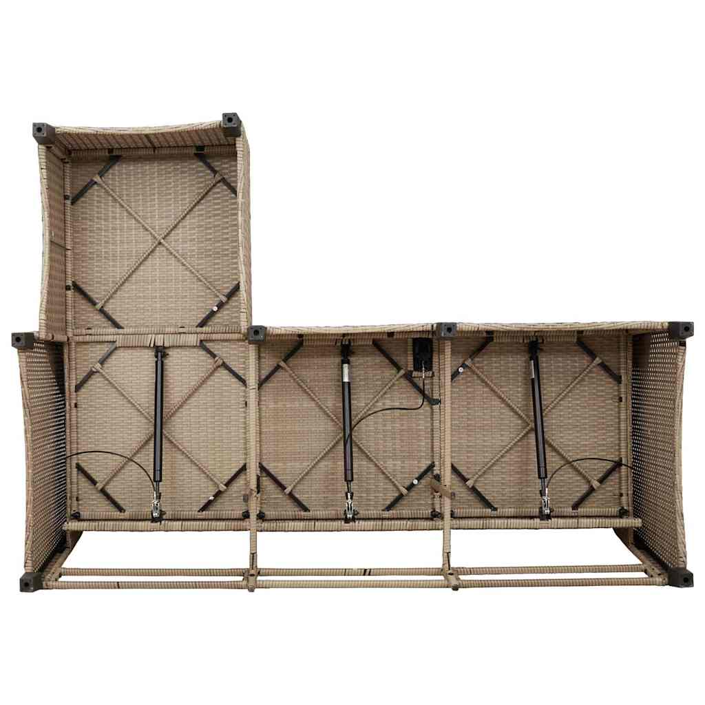 Verstelbare tuinbank met kussens L-vormig beige poly rattan