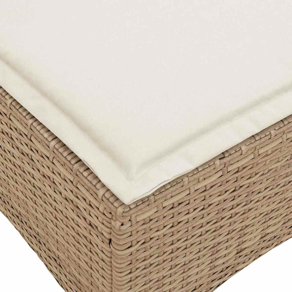 Verstelbare tuinbank met kussens L-vormig beige poly rattan