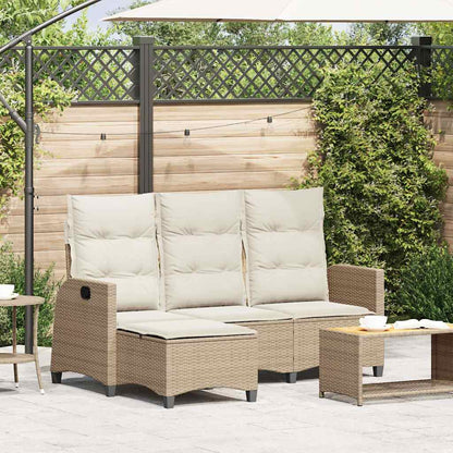 Verstelbare tuinbank met kussens L-vormig beige poly rattan