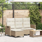 Verstelbare tuinbank met kussens L-vormig beige poly rattan