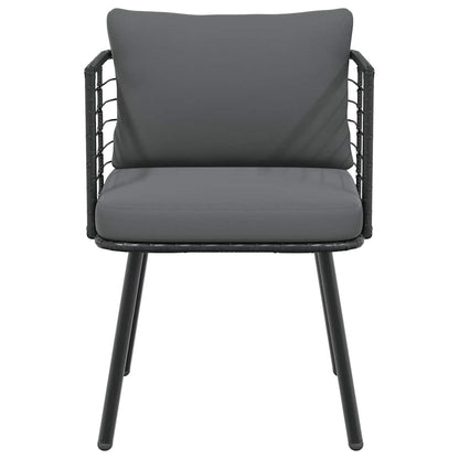 Tuinstoel met kussens poly rattan zwart
