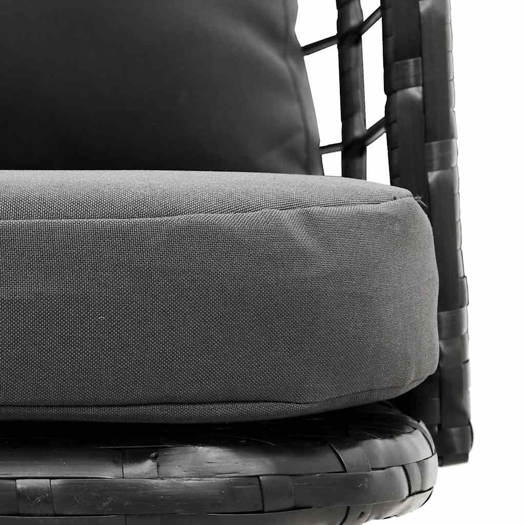 Tuinstoel met kussens poly rattan zwart