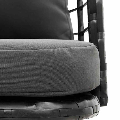 Tuinstoel met kussens poly rattan zwart