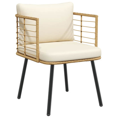Tuinstoel met kussens poly rattan naturel