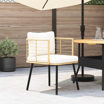 Tuinstoel met kussens poly rattan naturel