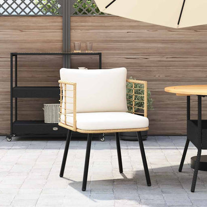 Tuinstoel met kussens poly rattan naturel