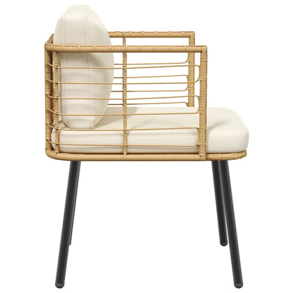 Tuinstoel met kussens poly rattan naturel