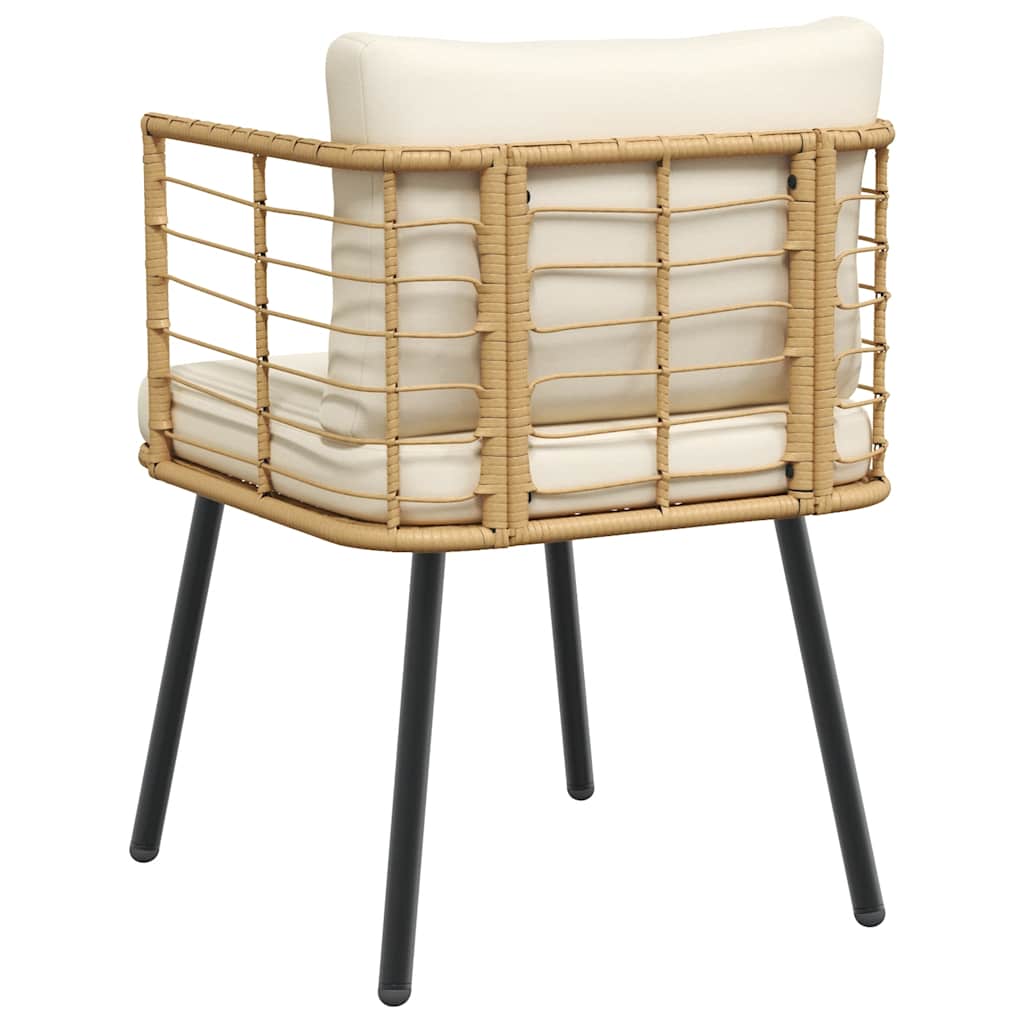 Tuinstoel met kussens poly rattan naturel
