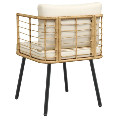 Tuinstoel met kussens poly rattan naturel