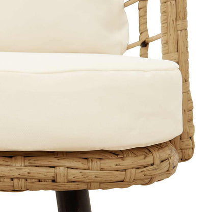 Tuinstoel met kussens poly rattan naturel