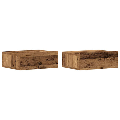 Nachtkastjes 2 st zwevend 40x32x15 cm bewerkt hout oud hout