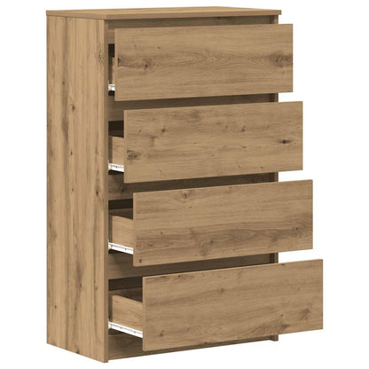 Dressoir 60x35x98,5 cm bewerkt hout artisanaal eikenkleur