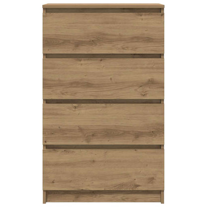 Dressoir 60x35x98,5 cm bewerkt hout artisanaal eikenkleur