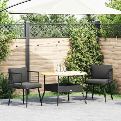 Tuinstoelen 2 st met kussens poly rattan zwart