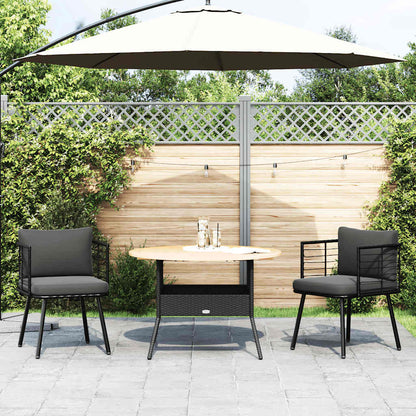 Tuinstoelen 2 st met kussens poly rattan zwart