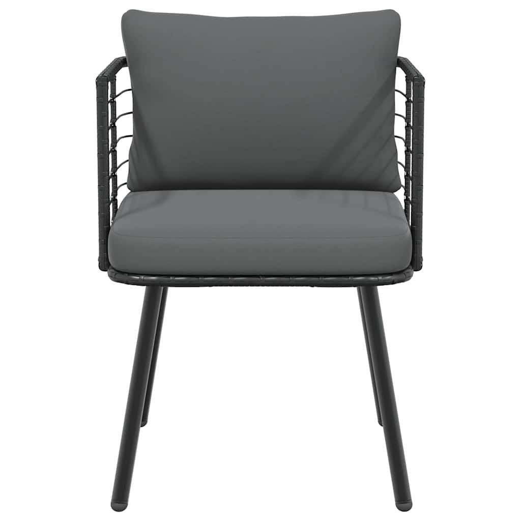 Tuinstoelen 2 st met kussens poly rattan zwart