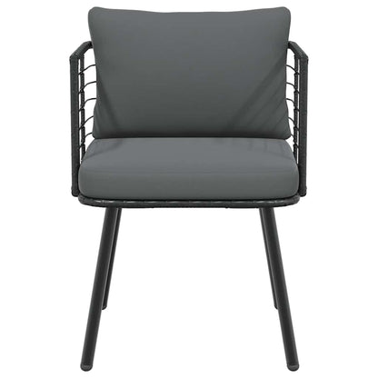 Tuinstoelen 2 st met kussens poly rattan zwart