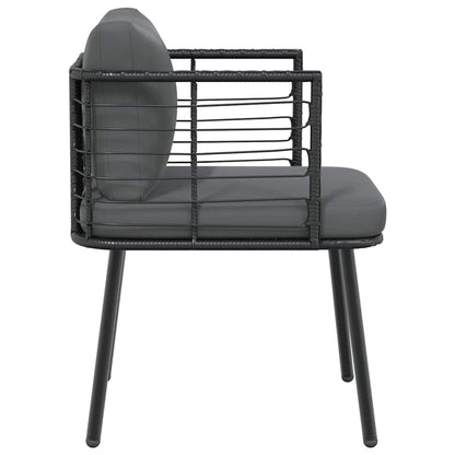 Tuinstoelen 2 st met kussens poly rattan zwart
