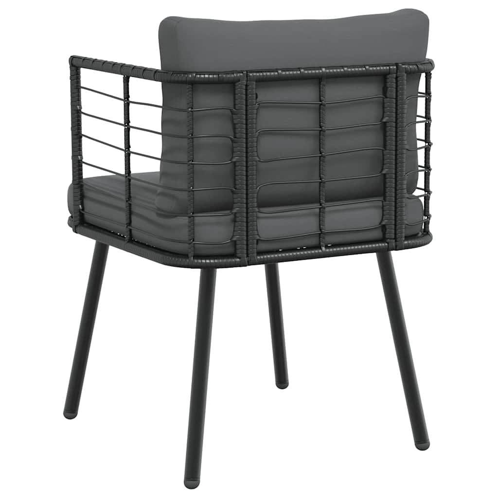 Tuinstoelen 2 st met kussens poly rattan zwart