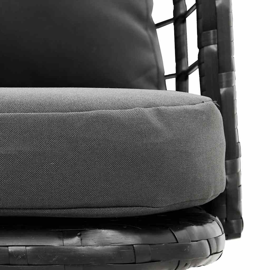 Tuinstoelen 2 st met kussens poly rattan zwart