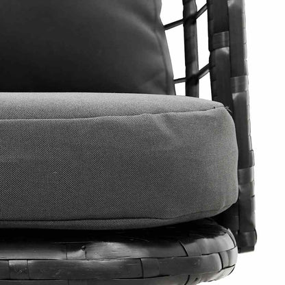 Tuinstoelen 2 st met kussens poly rattan zwart