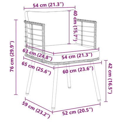Tuinstoelen 2 st met kussens poly rattan zwart