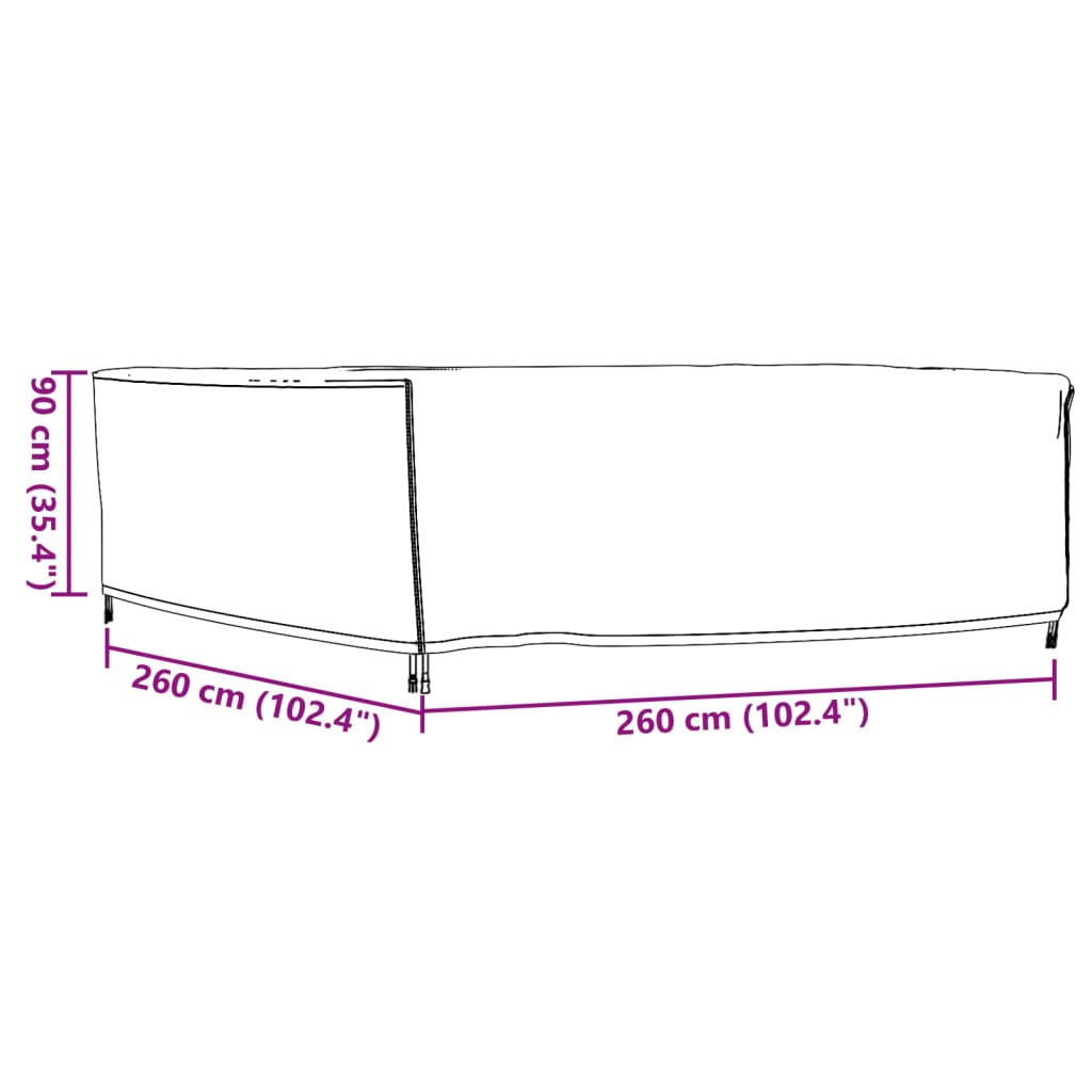 Tuinmeubelhoezen 2 st waterdicht 420D 260x260x90 cm zwart