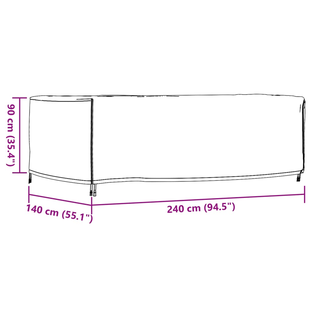 Tuinmeubelhoezen 2 st waterdicht 420D 240x140x90 cm zwart