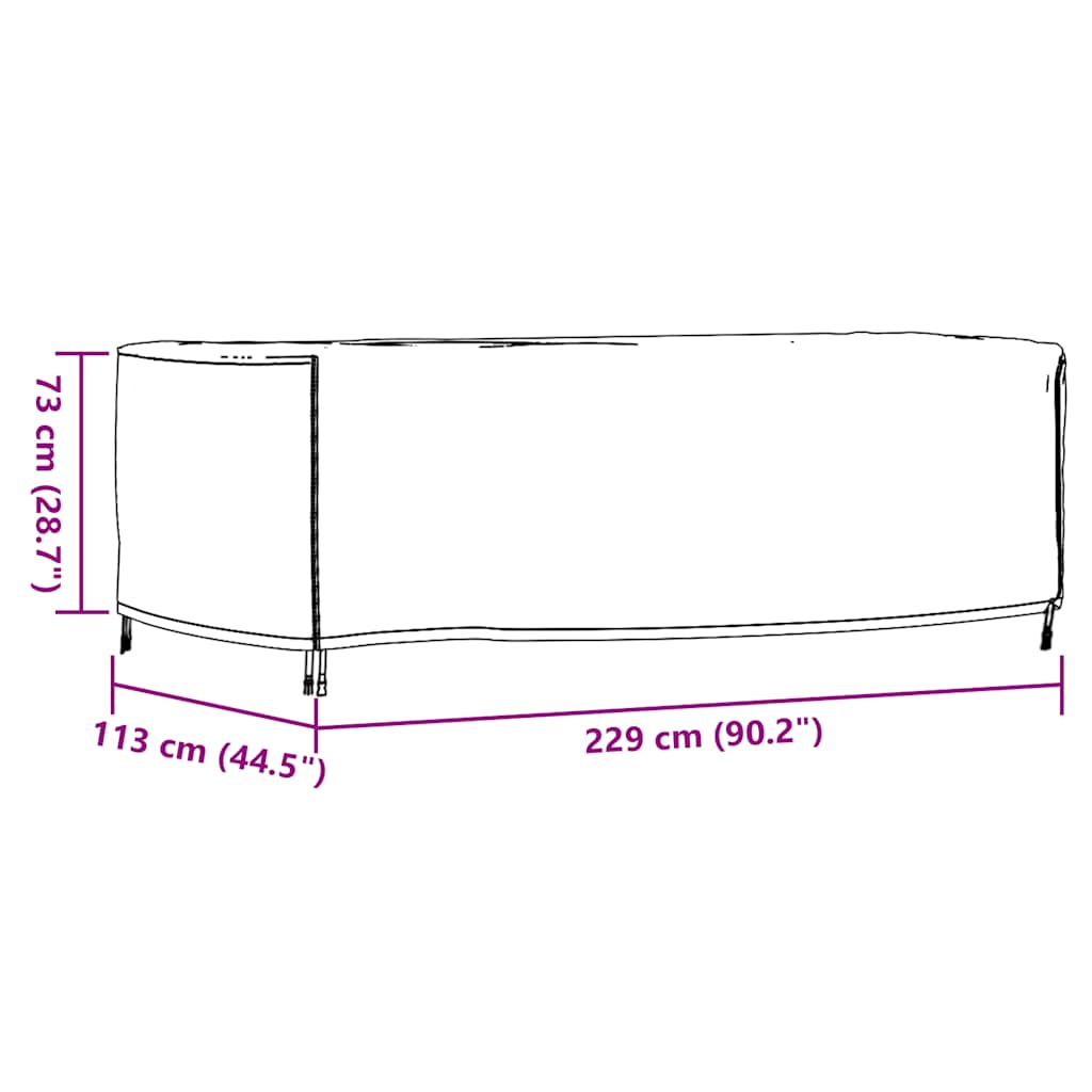 Tuinmeubelhoezen 2 st waterdicht 420D 229x113x73 cm zwart